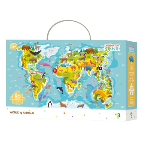Puzzle Obserw. Mapa Swiata Zwierzat, 80 el. 300133 DODO