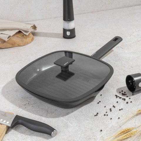 PATELNIA GRILLOWA TYTANOWA Z POKRYWĄ 28cm BERLINGER HAUS BH-8127 ANTRACIT BERLINGER HAUS