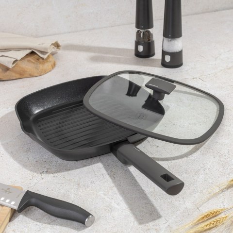 PATELNIA GRILLOWA TYTANOWA Z POKRYWĄ 28cm BERLINGER HAUS BH-8127 ANTRACIT BERLINGER HAUS