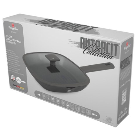 PATELNIA GRILLOWA TYTANOWA Z POKRYWĄ 28cm BERLINGER HAUS BH-8127 ANTRACIT BERLINGER HAUS