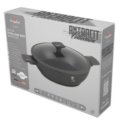 PŁASKI GARNEK TYTANOWY Z POKRYWĄ 28cm BERLINGER HAUS BH-8128 ANTRACIT BERLINGER HAUS