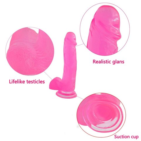 8"" Jelly Studs Crystal Dildo Large Pink Lovetoy