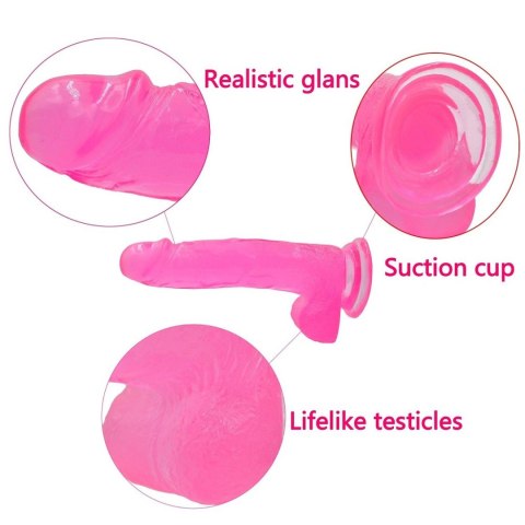 8"" Jelly Studs Crystal Dildo Large Pink Lovetoy