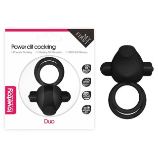 Power Clit Duo Silicone Cockring Black Lovetoy