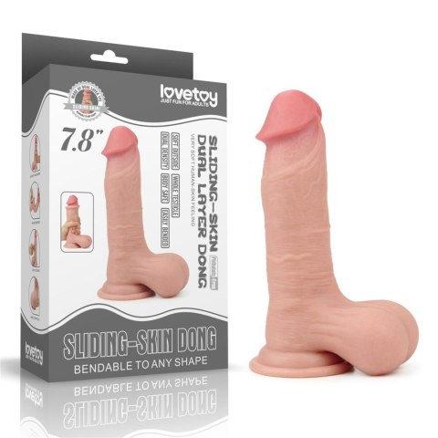 7.8'' Sliding Skin Dual Layer Dong - Whole Testicle Lovetoy