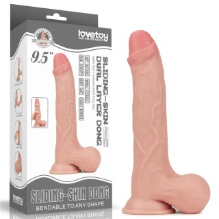 9.5'' Sliding Skin Dual Layer Dong - Whole Testicle Lovetoy