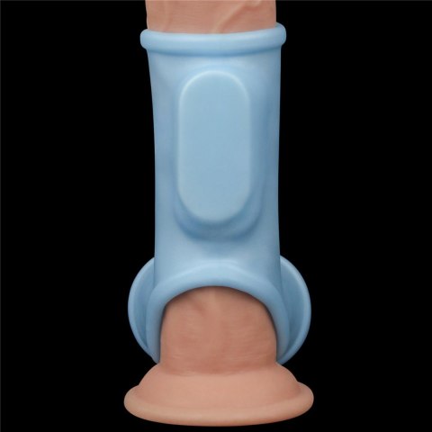 Vibrating Silk Knights Ring with Scrotum Sleeve (Blue) Lovetoy