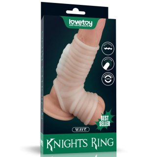 Vibrating Wave Knights Ring with Scrotum Sleeve (White) Lovetoy