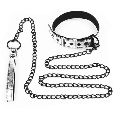 Bondage Fetish Metallic Pup Collar With Leash Lovetoy Bondage Fetish Metallic Pup Collar With Leash Lovetoy