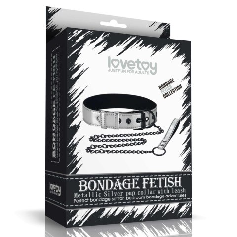 Bondage Fetish Metallic Pup Collar With Leash Lovetoy Bondage Fetish Metallic Pup Collar With Leash Lovetoy