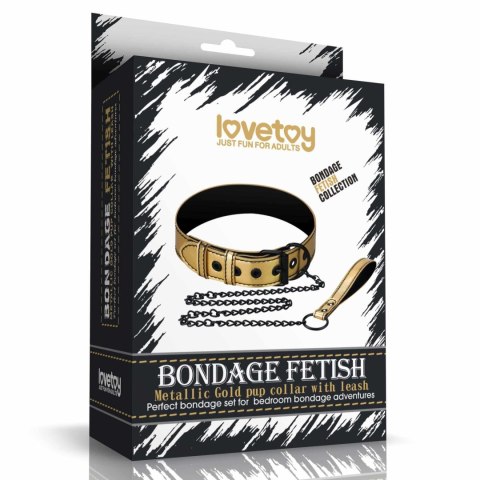 Bondage Fetish Metallic Pup Collar With Leash Lovetoy Bondage Fetish Metallic Pup Collar With Leash Lovetoy