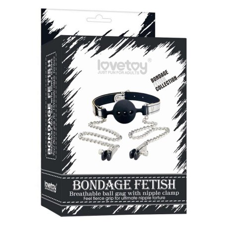 Breathable Ball Gag With Nipple Clamp Lovetoy Breathable Ball Gag With Nipple Clamp Lovetoy