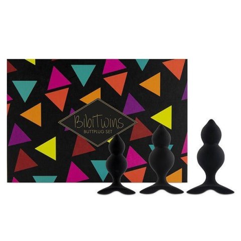 FeelzToys - Bibi Twin Butt Plug Set 3 pcs Black FeelzToys FeelzToys - Bibi Twin Butt Plug Set 3 pcs Black FeelzToys