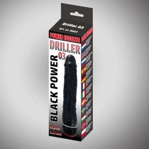 Driller 03 black 21,5 cm realistic vibrating Power Escorts Driller 03 black 21,5 cm realistic vibrating Power Escorts