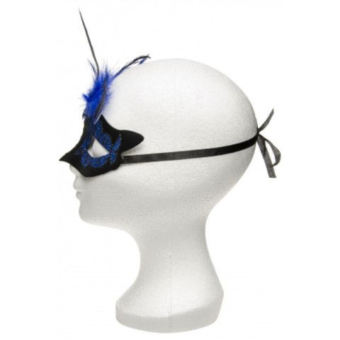 Maska-Venetian Mask Dark Blue with Dark Blue Stone and Feather Kinky Mask Maska-Venetian Mask Dark Blue with Dark Blue Stone and Feather Kinky Mask