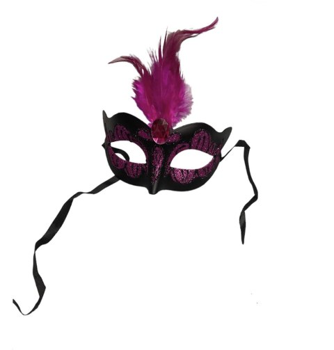Maska-Venetian Mask Purple with Purple Stone and Feather Kinky Mask Maska-Venetian Mask Purple with Purple Stone and Feather Kinky Mask