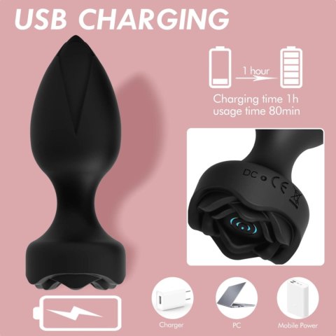 Power Escorts - Princess Plug - Remote Rose Design Plug - USB Rechargeable - 10 Functions - Black Power Escorts Power Escorts - Princess Plug - Remote Rose Design Plug - USB Rechargeable - 10 Functions - Black Power Escorts