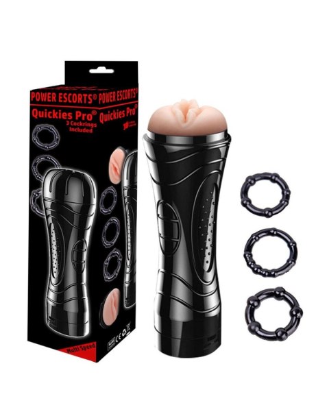 Quickes Pro - Vibrating masturbator + 3 pack cockring Power Escorts Quickes Pro - Vibrating masturbator + 3 pack cockring Power Escorts