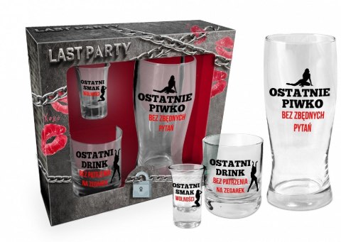NIEZBĘDNIK KAWALERSKI-zestaw: szklanka do piwa 400ml, szklanka do whisky 270ml, kieliszek do wódki 35ml (czerwono-czarny) BGtech NIEZBĘDNIK KAWALERSKI-zestaw: szklanka do piwa 400ml, szklanka do whisky 270ml, kieliszek do wódki 35ml (czerwono-czarny) BGtech
