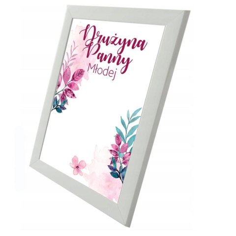 Pamiątkowy biały plakat "Buziaki na pożegnanie Panny Młodej" w ramce. PropaGanda Pamiątkowy biały plakat "Buziaki na pożegnanie Panny Młodej" w ramce. PropaGanda