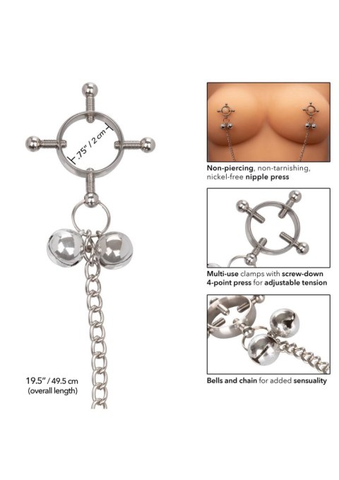 4-Point Nipple Press W Bells Metal Calexotics 4-Point Nipple Press W Bells Metal Calexotics