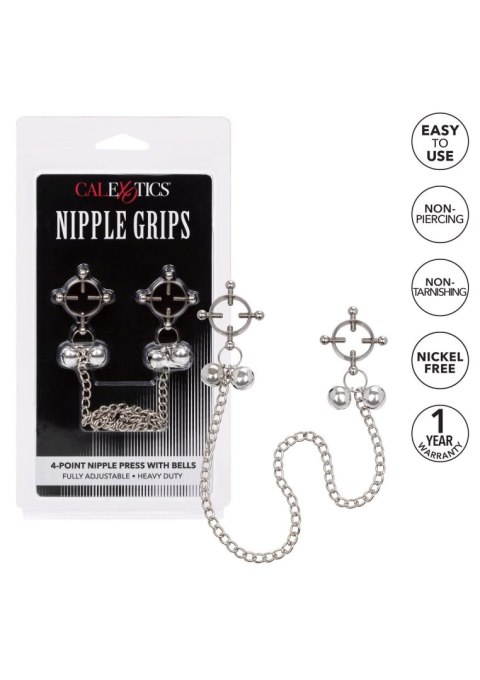 4-Point Nipple Press W Bells Metal Calexotics 4-Point Nipple Press W Bells Metal Calexotics