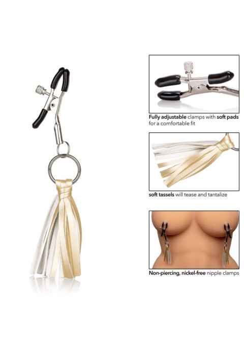 Playful Tassels Nipple Clamps Gold Calexotics Playful Tassels Nipple Clamps Gold Calexotics