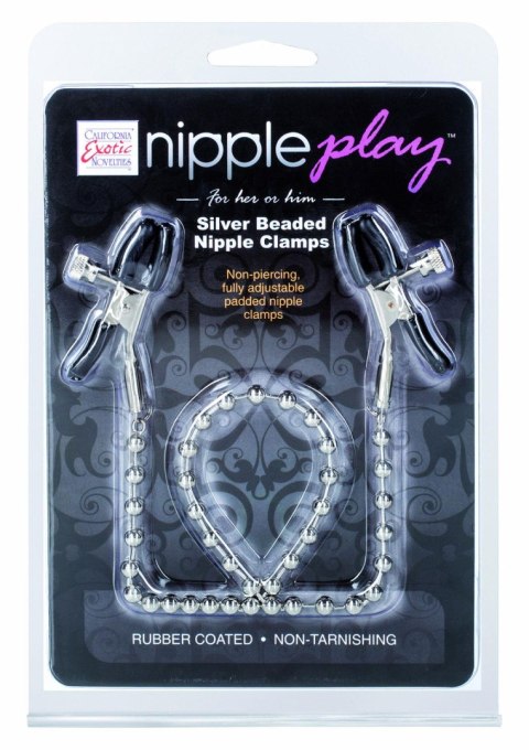 Silver Beaded Nipple Clamps Metal Calexotics Silver Beaded Nipple Clamps Metal Calexotics