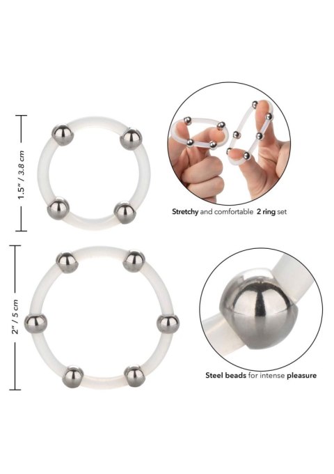 Steel Beaded Silicone Ring Set Transparent Calexotics Steel Beaded Silicone Ring Set Transparent Calexotics
