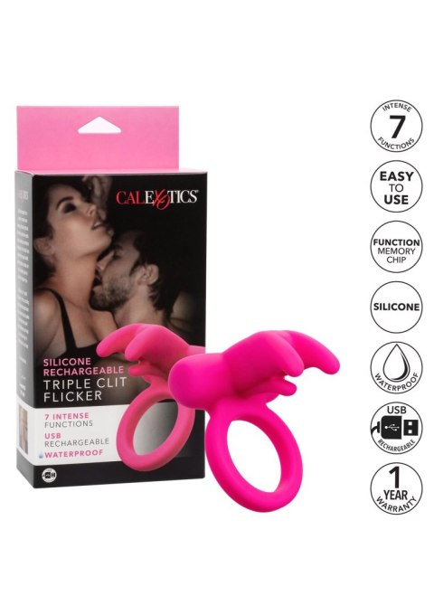 Triple Clit Flicker Recharge Pink Calexotics