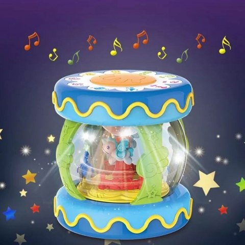 WOOPIE BABY Bębenek Pozytywka Projektor 3w1 Zabawka Muzyczna dla Niemowląt + Walec Roller do Nauki Raczkowania Woopie