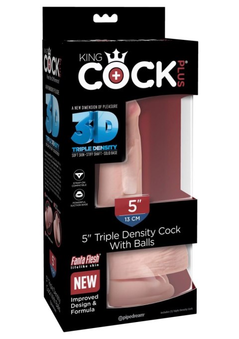 3D Cock with Balls 5 inch Light skin tone Pipedream