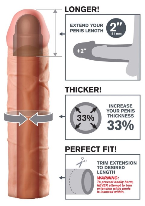 FX Perfect 2 Inch Extension Light skin tone Pipedream FX Perfect 2 Inch Extension Light skin tone Pipedream