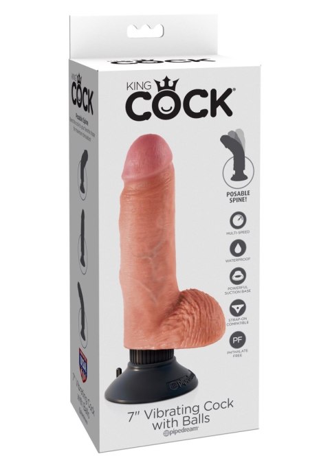Vibrating Cock W Balls 7 Inch Light skin tone Pipedream