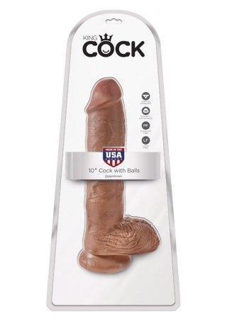 Cock 10 Inch With Balls Caramel skin tone Pipedream