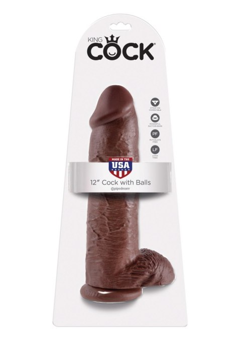 Cock 12 Inch With Balls Brown skin tone Pipedream Cock 12 Inch With Balls Brown skin tone Pipedream
