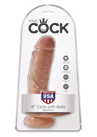 Cock 8 Inch With Balls Caramel skin tone Pipedream