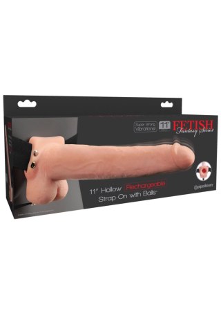 11in Hollow Recharge Strap On Light skin tone Pipedream