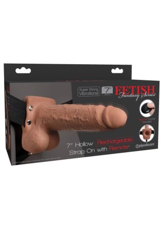 7inch Hollow Strap On Remote Caramel skin tone Pipedream