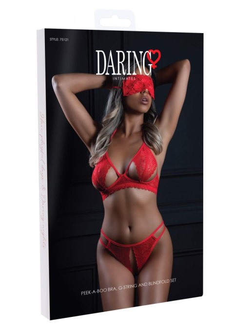 3PC Bra, Panty and Blindfold Red Daring Intimates