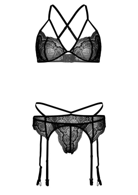 4PC Garter Lingerie Set Black Daring Intimates