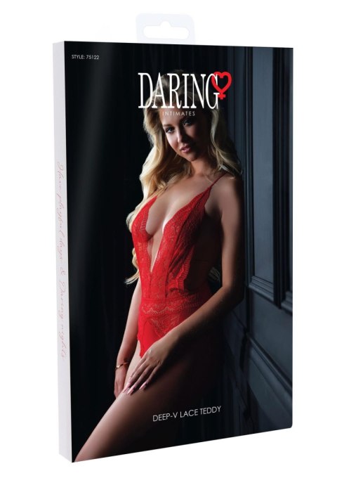 Deep-V Lace Teddy Red Daring Intimates