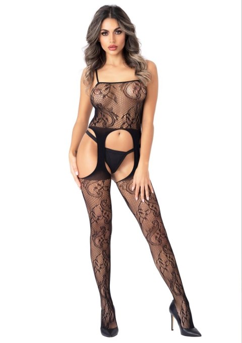 Floral Suspender Bodystocking Black Daring Intimates