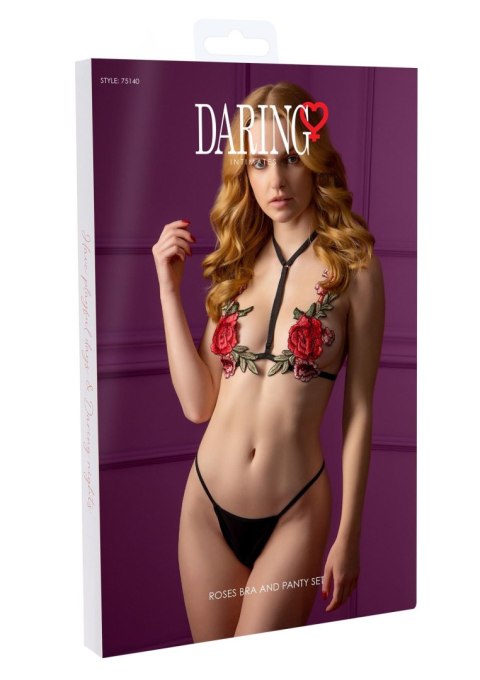 Roses Bra and Panty Set Black Daring Intimates