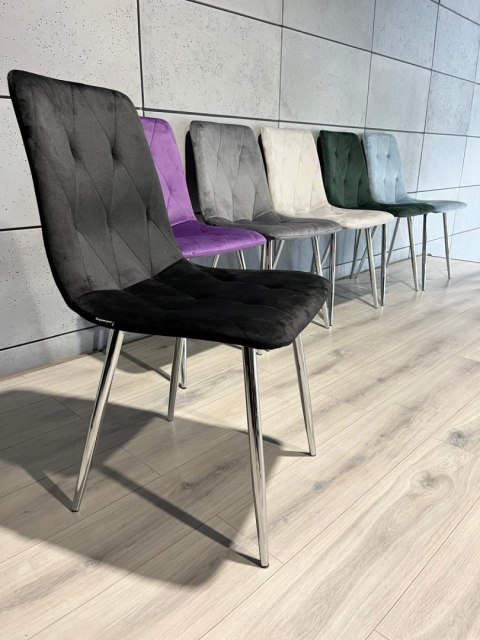 Krzesło tapicerowane BORGO VELVET BLACK SILVER Lugano