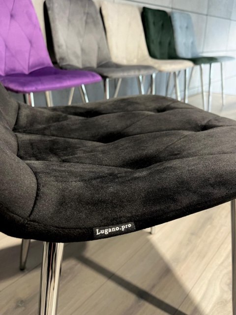 Krzesło tapicerowane BORGO VELVET BLACK SILVER Lugano