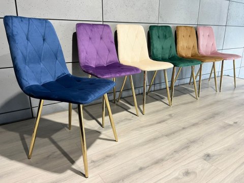 Krzesło tapicerowane BORGO VELVET BLUE GOLD Lugano
