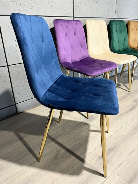 Krzesło tapicerowane BORGO VELVET BLUE GOLD Lugano