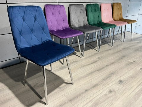 Krzesło tapicerowane BORGO VELVET BLUE SILVER Lugano