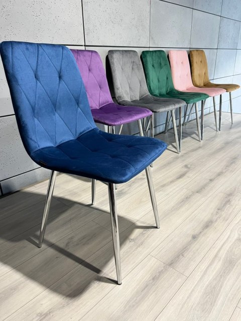 Krzesło tapicerowane BORGO VELVET BLUE SILVER Lugano